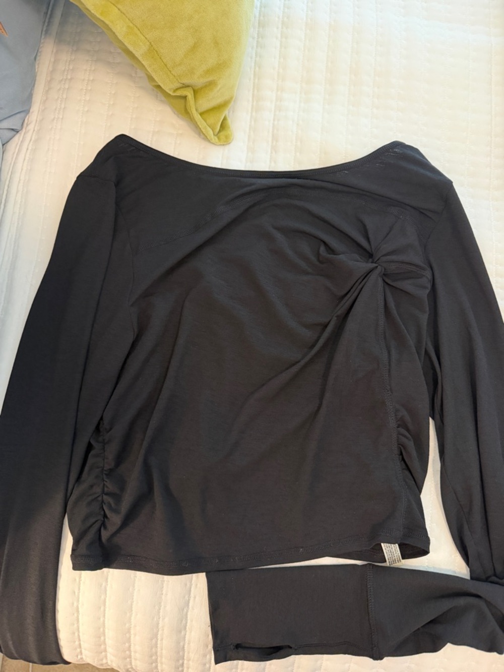 NWT FP Movement by Free People Black Long Sleeve Tempo Twist-Front Top